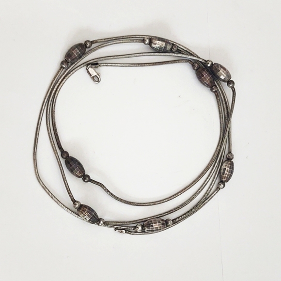 Vintage 43" Long Flapper Opera Length Italian Sterling Silver Station Necklace - Picture 6 of 11